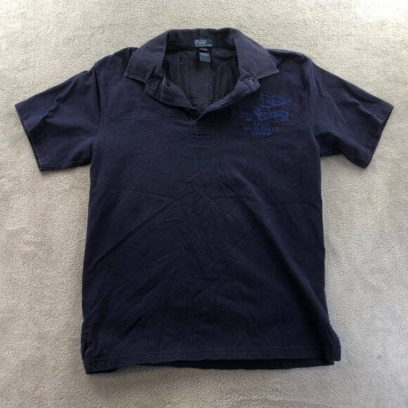 Polo Ralph Lauren Mens Polo Shirt Large Short Sleeve Navy Blue Nautical Casual - Picture 11 of 12